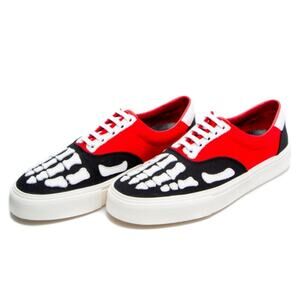 AMIRI Skel Toe Lace Up Low Top Sneakers Fashion Shoes Black Red Mens Size EU 44